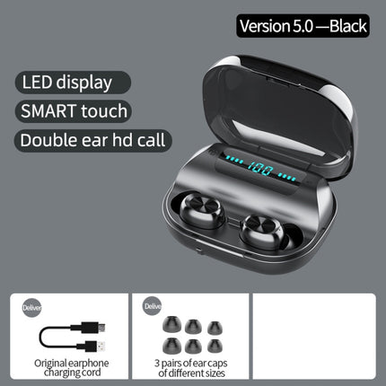 263 TWS CVC8.0 Noise Cancelling Bluetooth Earphone with Charging Box, Support Touch & Three-screen LED Battery Display & Phone Holder & Power Bank & HD Call & Voice Assistant(Black)-garmade.com