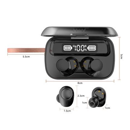A13 TWS CVC8.0 and DSP Dual Noise Cancelling Touch Bluetooth Earphone with Charging Box, Support LED Digital Display & Clock & Flashlight & HD Call & Siri & Power Bank(Black)-garmade.com