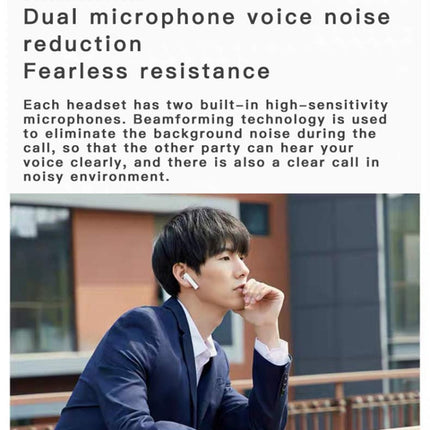 AIR2S TWS Dual Microphone Voice Noise Cancelling Touch Bluetooth Earphone with Charging Box, Support Light Display & Call & Voice Assistant & NFC(White)-garmade.com