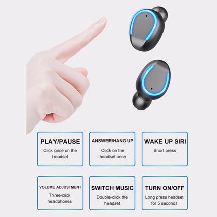 F9-5 Intelligent Noise Cancelling Touch Bluetooth Earphone with Charging Box, Supports Three-screen LED Power Display & HD Call & Power Bank & Siri(White)-garmade.com