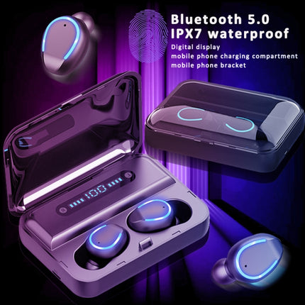 F9-5 Intelligent Noise Cancelling Touch Bluetooth Earphone with Charging Box, Supports Three-screen LED Power Display & HD Call & Power Bank & Siri(Black)-garmade.com