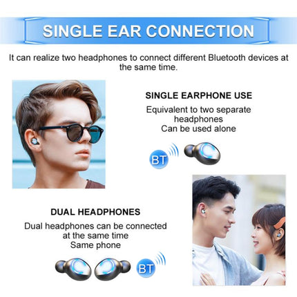 F9-8 TWS CVC8.0 Noise Cancelling Touch Mini Bluetooth Earphone with Charging Box, Support Three-screen LED Power Display & Mobile Phone Holder & Call & Voice Assistant(Black)-garmade.com