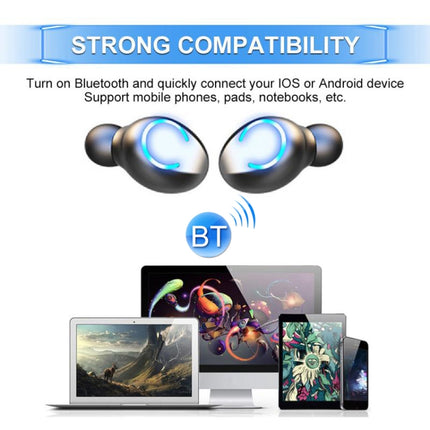 F9-8 TWS CVC8.0 Noise Cancelling Touch Mini Bluetooth Earphone with Charging Box, Support Three-screen LED Power Display & Mobile Phone Holder & Call & Voice Assistant(Black)-garmade.com