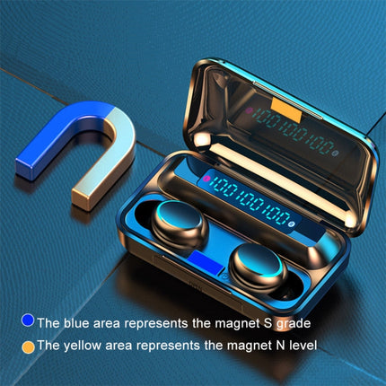 F9-5C Four-bar Breathing Light + Digital Display Noise Reduction Bluetooth Earphone with Hand Strap(Black)-garmade.com