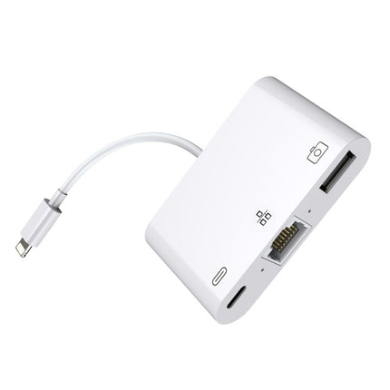 8 Pin to RJ45 1000Mbps Network Adapter + Charging Port + Camera USB Read Multi-function Converter-garmade.com