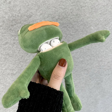 For AirPods 1 / 2 Plush Sad Frog Shape Earphone Protective Case with Hook-garmade.com