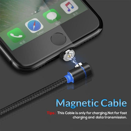 TOPK AM30 1m 2.4A Max USB to 8 Pin 90 Degree Elbow Magnetic Charging Cable with LED Indicator(Black)-garmade.com