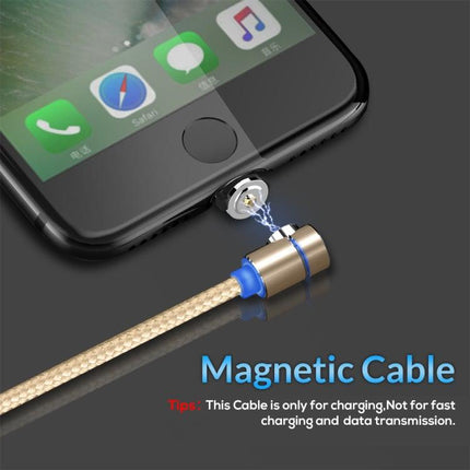 TOPK AM30 2m 2.4A Max USB to 8 Pin 90 Degree Elbow Magnetic Charging Cable with LED Indicator(Gold)-garmade.com