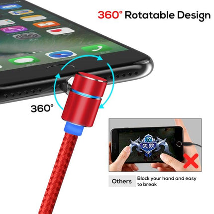 TOPK AM30 2m 2.4A Max USB to 8 Pin 90 Degree Elbow Magnetic Charging Cable with LED Indicator(Red)-garmade.com