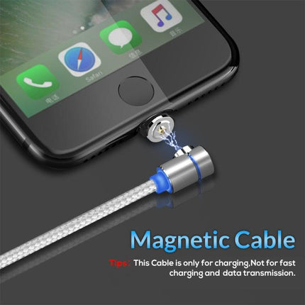 TOPK AM30 1m 2.4A Max USB to 8 Pin + USB-C / Type-C + Micro USB 90 Degree Elbow Magnetic Charging Cable with LED Indicator(Silver)-garmade.com