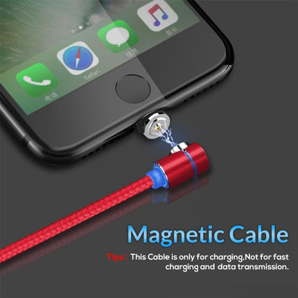 TOPK AM30 2m 2.4A Max USB to 8 Pin + USB-C / Type-C + Micro USB 90 Degree Elbow Magnetic Charging Cable with LED Indicator(Red)-garmade.com