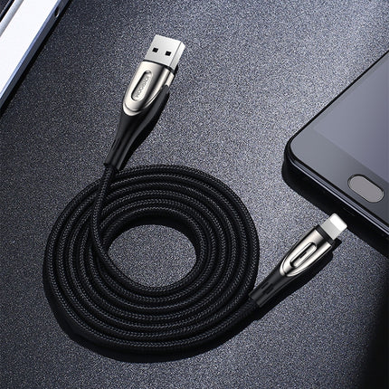 JOYROOM S-M411 Sharp Series 3A 8 Pin Interface Charging + Transmission Nylon Braided Data Cable with Drop-shaped Indicator Light, Cable Length: 1.2m(Black)-garmade.com