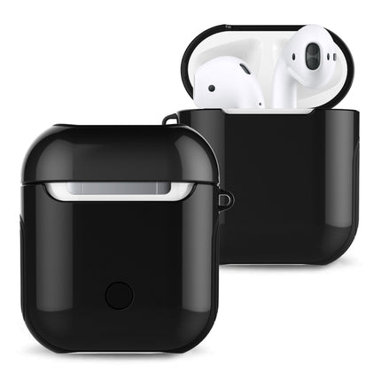 Varnished PC Bluetooth Earphones Case Anti-lost Storage Bag for Apple AirPods 1/2(Black)-garmade.com