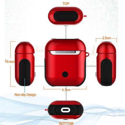 Varnished PC Bluetooth Earphones Case Anti-lost Storage Bag for Apple AirPods 1/2(Red)-garmade.com