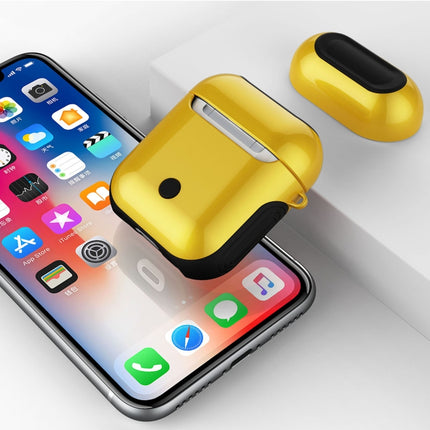 Varnished PC Bluetooth Earphones Case Anti-lost Storage Bag for Apple AirPods 1/2(Yellow)-garmade.com