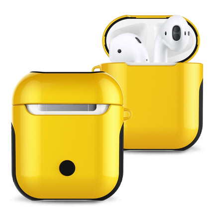 Varnished PC Bluetooth Earphones Case Anti-lost Storage Bag for Apple AirPods 1/2(Yellow)-garmade.com