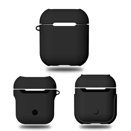 Frosted Rubber Paint + PC Bluetooth Earphones Case Anti-lost Storage Bag for Apple AirPods 1/2(Black)-garmade.com