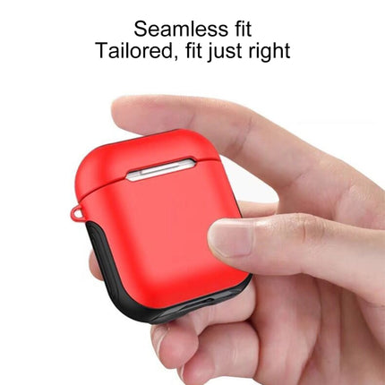 Frosted Rubber Paint + PC Bluetooth Earphones Case Anti-lost Storage Bag for Apple AirPods 1/2(Red)-garmade.com