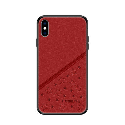 PINWUYO Full Coverage Waterproof Shockproof PC+TPU+PU Case for iPhone XS / X(Red)-garmade.com