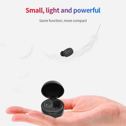 A10 TWS Space Capsule Shape Wireless Bluetooth Earphone with Magnetic Charging Box & Lanyard, Support HD Call & Automatic Pairing Bluetooth(Black White)-garmade.com