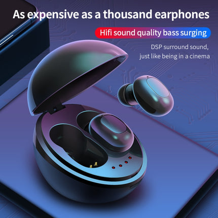 A10 TWS Space Capsule Shape Wireless Bluetooth Earphone with Magnetic Charging Box & Lanyard, Support HD Call & Automatic Pairing Bluetooth(Black White)-garmade.com