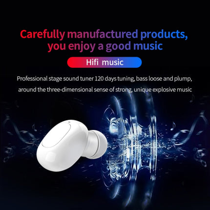 A10 TWS Space Capsule Shape Wireless Bluetooth Earphone with Magnetic Charging Box & Lanyard, Support HD Call & Automatic Pairing Bluetooth(Black)-garmade.com