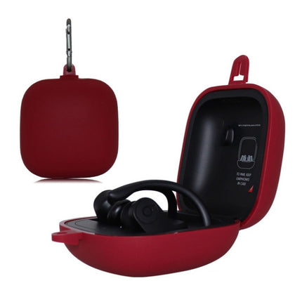 Solid Color Silicone Wireless Bluetooth Earphone Protective Case for Beats Powerbeats Pro(Wine Red)-garmade.com