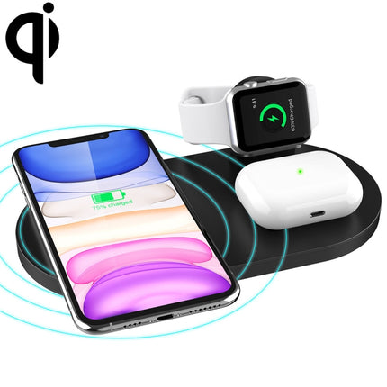 A04 3 in 1 Multi-function Qi Standard Wireless Charger for Mobile Phones & iWatch & AirPods (Black)-garmade.com