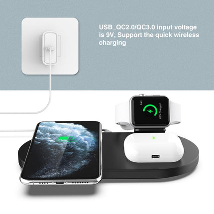 A04 3 in 1 Multi-function Qi Standard Wireless Charger for Mobile Phones & iWatch & AirPods (Black)-garmade.com