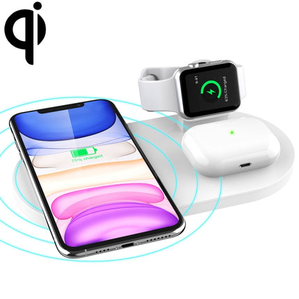 A04 3 in 1 Multi-function Qi Standard Wireless Charger for Mobile Phones & iWatch & AirPods (White)-garmade.com