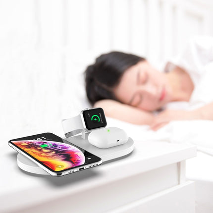 A04 3 in 1 Multi-function Qi Standard Wireless Charger for Mobile Phones & iWatch & AirPods (White)-garmade.com