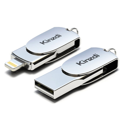 Kinzdi 128GB USB + 8 Pin Interface Metal Twister Flash U Disk (Silver)-garmade.com