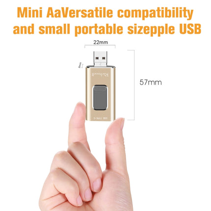 Richwell 3 in 1 32G Type-C + 8 Pin + USB 3.0 Metal Push-pull Flash Disk with OTG Function(Silver)-garmade.com