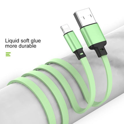 3.5A Liquid Silicone 3 in 1 USB to USB-C / Type-C + 8Pin + Micro USB Retractable Data Syn Charging Cable (Green)-garmade.com