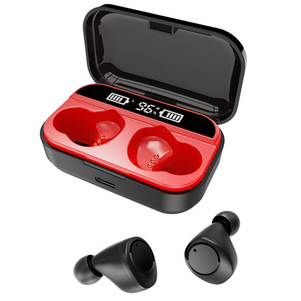 X5 TWS Bluetooth V5.0 Wireless Stereo Headset with Charging Case and Digital Display, Support Intelligent Pairing(Black Red)-garmade.com
