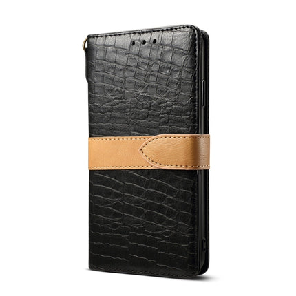 Splicing Color Crocodile Texture PU Horizontal Flip Leather Case for iPhone X / XS, with Wallet & Holder & Card Slots & Lanyard (Black)-garmade.com