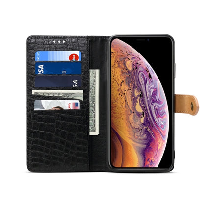 Splicing Color Crocodile Texture PU Horizontal Flip Leather Case for iPhone X / XS, with Wallet & Holder & Card Slots & Lanyard (Black)-garmade.com