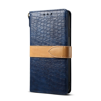 Splicing Color Crocodile Texture PU Horizontal Flip Leather Case for iPhone X / XS, with Wallet & Holder & Card Slots & Lanyard (Blue)-garmade.com