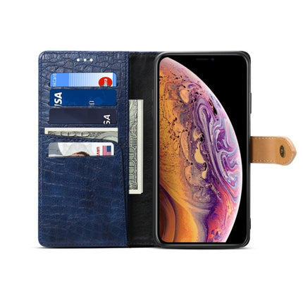 Splicing Color Crocodile Texture PU Horizontal Flip Leather Case for iPhone X / XS, with Wallet & Holder & Card Slots & Lanyard (Blue)-garmade.com