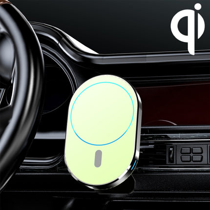 JJT-968 15W Max Output Magnetic Car Air Outlet Bracket Wireless Charger(Green)-garmade.com
