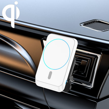 JJT-969 15W Max Output Magnetic Car Air Outlet Bracket Wireless Charger(White)-garmade.com
