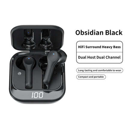 K08 Wireless Bluetooth 5.0 Noise Cancelling Stereo Binaural Earphone with Charging Box & LED Digital Display (Black)-garmade.com