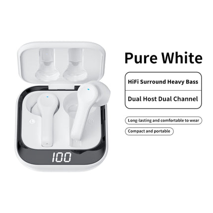 K08 Wireless Bluetooth 5.0 Noise Cancelling Stereo Binaural Earphone with Charging Box & LED Digital Display (White)-garmade.com