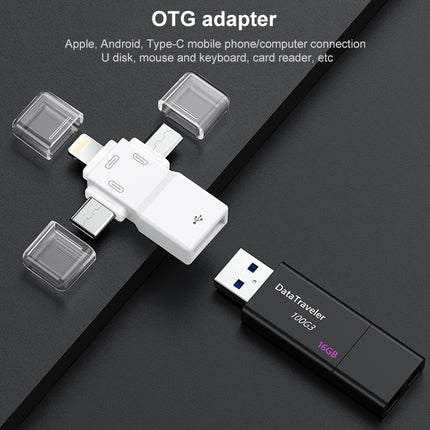 USB 2.0 to 8 Pin + USB-C / Type-C + Micro USB OTG Adapter-garmade.com