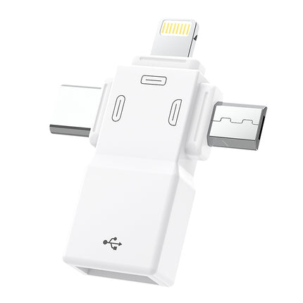 USB 2.0 to 8 Pin + USB-C / Type-C + Micro USB OTG Adapter-garmade.com