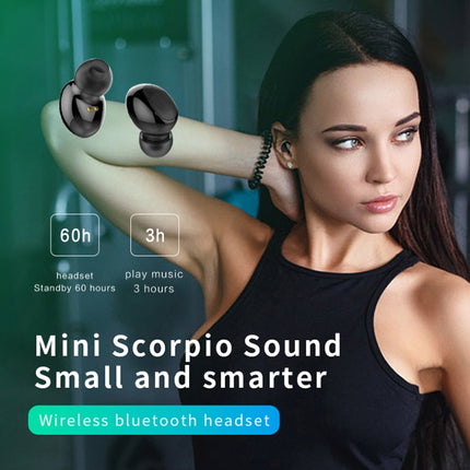 B20 Mini Portable In-ear Noise Cancelling Bluetooth V5.0 Stereo Earphone with 360 Degrees Rotation Charging Box(Blue)-garmade.com