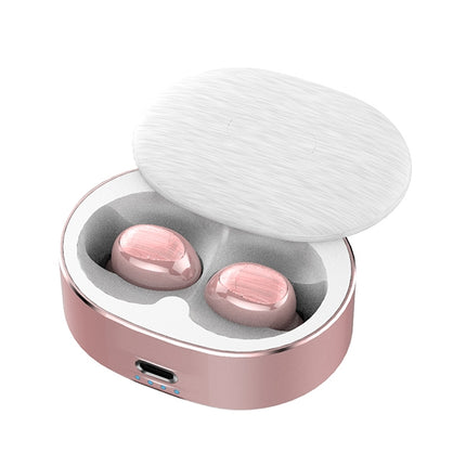 B20 Mini Portable In-ear Noise Cancelling Bluetooth V5.0 Stereo Earphone with 360 Degrees Rotation Charging Box(Rose Gold)-garmade.com