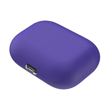 For AirPods Pro Solid Color Silicone Earphone Protective Case(Purple)-garmade.com