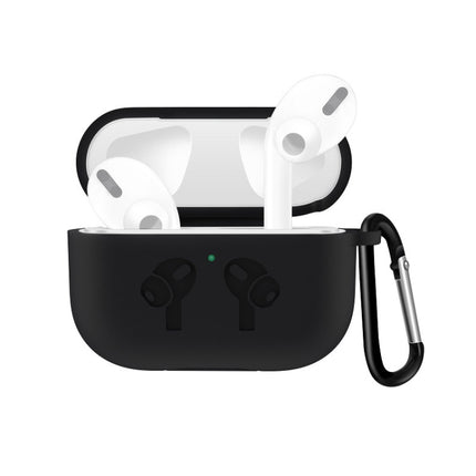 For AirPods Pro Silicone Flip Cover Earphone Protective Case with Anti-drop Buckle(Black)-garmade.com