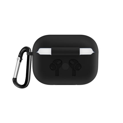 For AirPods Pro Silicone Flip Cover Earphone Protective Case with Anti-drop Buckle(Black)-garmade.com